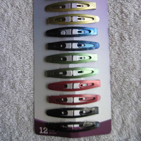 12 Goody Metal Hair Contour Snap Clips Glittery Sparkly Metallic Colors Breanna - Picture 5 of 6